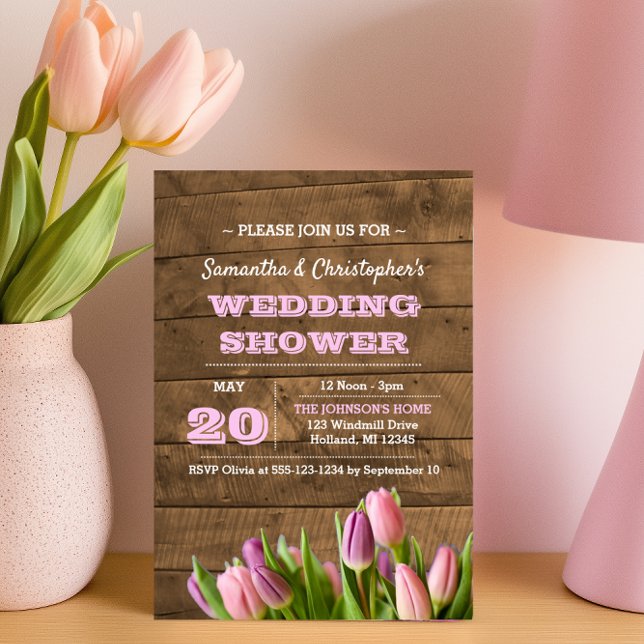 Tulips & Barnwood Bridal Shower Invitation (Creator Uploaded)