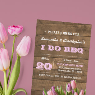 Tulips & Barnwood I Do BBQ Invitations