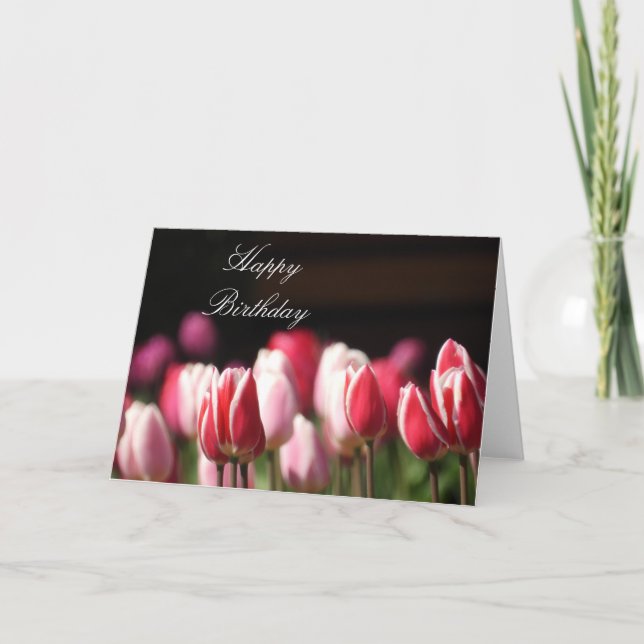 Tulips Birthday or Greeting card. Customize Card (Front)
