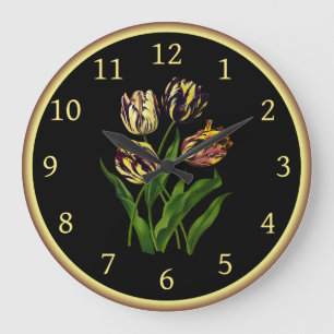 Tulips Bizarres 002 ~ Botanical Art ~ Large Clock