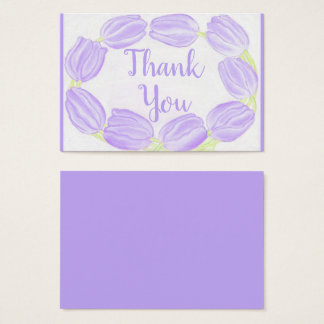 Tulips Border Purple Floral Thank You Card