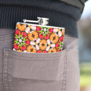 Tulips Bouquet Pattern Hip Flask