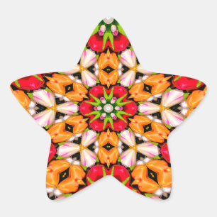 Tulips Bouquet Pattern Star Sticker