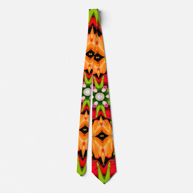 Tulips Bouquet Pattern Tie (Back)