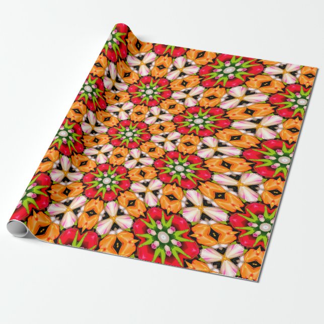 Tulips Bouquet Pattern Wrapping Paper (Unrolled)