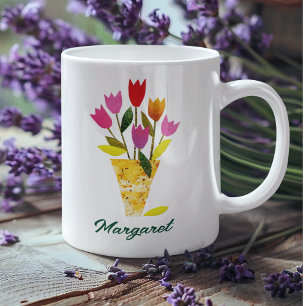 Tulips Bouquet Pretty Floral Personalized Tea Coffee Mug