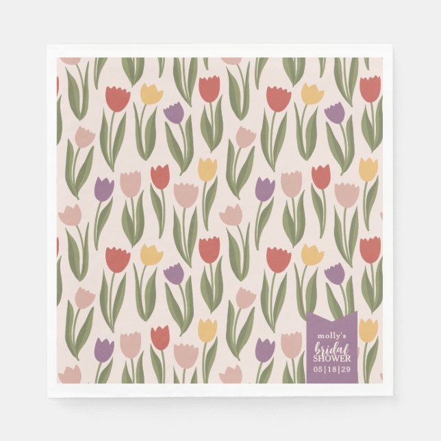 Tulips Bridal Shower Personalized  Napkin (Front)