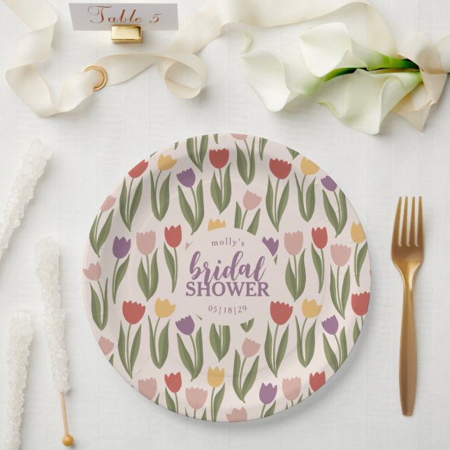 Tulips Bridal Shower Personalized  Paper Plate (Wedding)