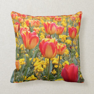 Tulips, Bright and colourful yellow and red Throw Pillow