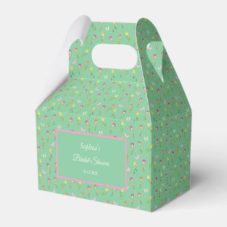 Tulips & Butterflies Green Bridal Shower Favor Box