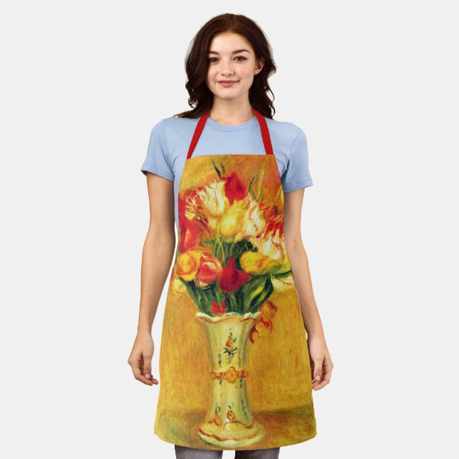 Tulips by Pierre Renoir, Vintage Impressionism Art Apron (Worn)