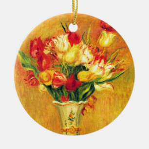 Tulips by Pierre Renoir, Vintage Impressionism Art Ceramic Ornament