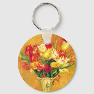 Tulips by Pierre Renoir, Vintage Impressionism Art Keychain