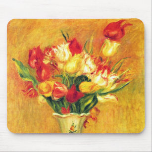 Tulips by Pierre Renoir, Vintage Impressionism Art Mouse Pad