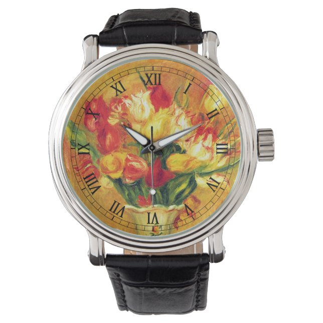 Tulips by Pierre Renoir, Vintage Impressionism Art Watch (Front)