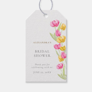 Tulips Calligraphy Pink Spring Boho Bridal Shower Gift Tags