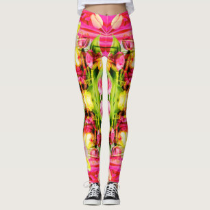 TULIPS - Coloured Tulips of Fractal Art - Leggings