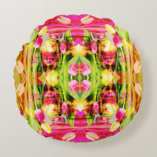 TULIPS - Coloured Tulips of Fractal Art - Round Pillow