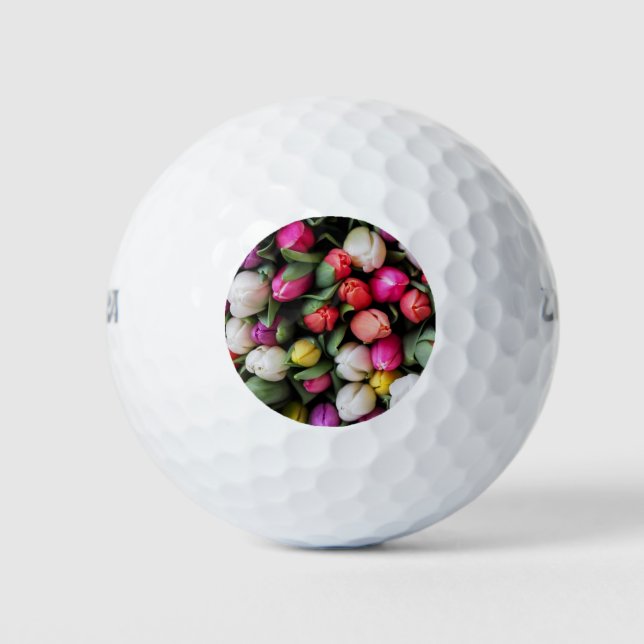 Tulips Colourful Flowers Easter Spring Golf Balls (Front)