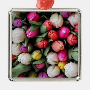 Tulips Colourful Flowers Easter Spring Metal Ornament