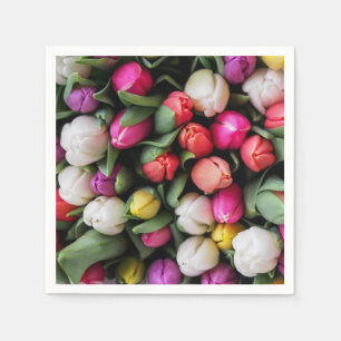 Tulips Colourful Flowers Easter Spring Napkin
