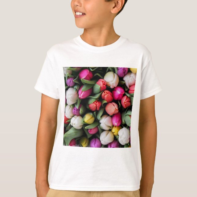 Tulips Colourful Flowers Easter Spring T-Shirt (Front)