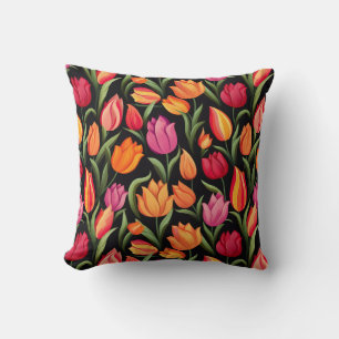 Tulips Cotton Throw Pillow
