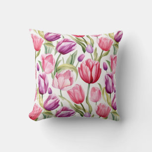 Tulips Cotton Throw Pillow