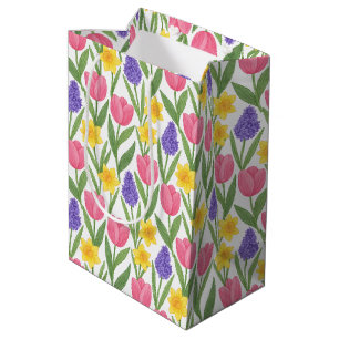 Tulips, Daffodils, Hyacinths Coloring Style Medium Gift Bag