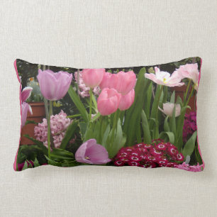 Tulips Daisies Hyacinths Lumbar Pillow
