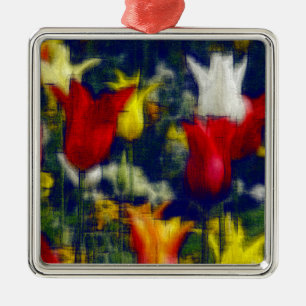 Tulips digital effect of style "impression"   metal ornament