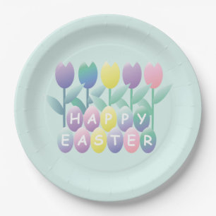 Tulips Easter Eggs Party Plates