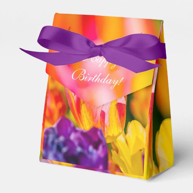 Tulips Enchanting Beautiful Favor Box (Front Side)