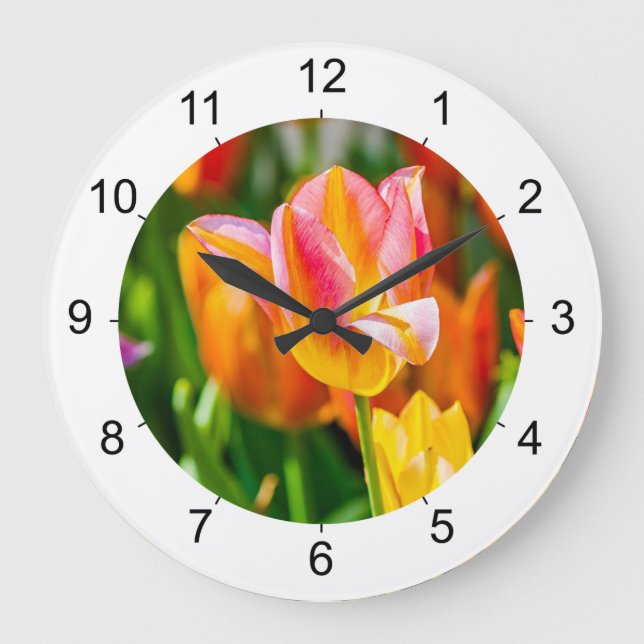 Tulips Enchanting Beautiful Large Clock (Front)