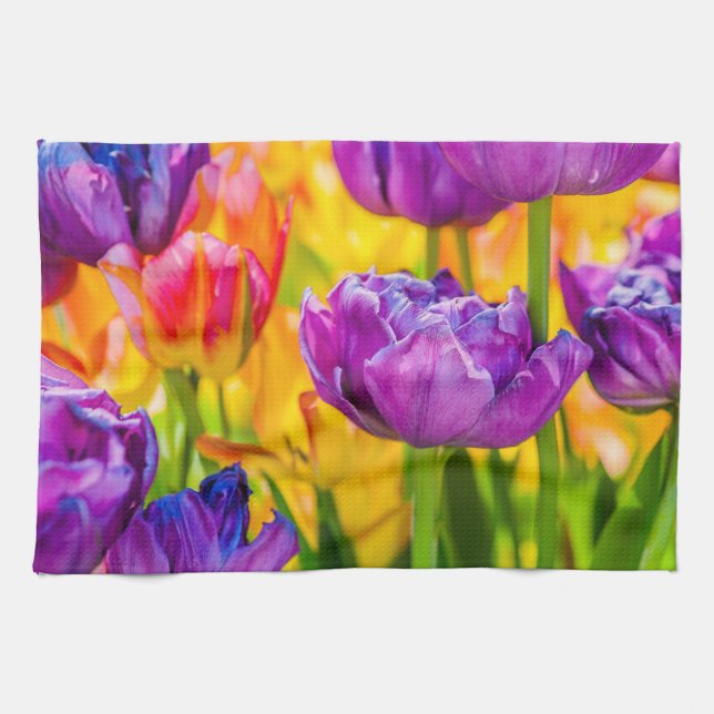 Tulips Enchanting Deep Pink Kitchen Towel (Horizontal)