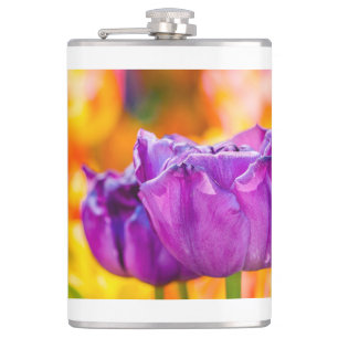 Tulips Enchanting Purple Hip Flask