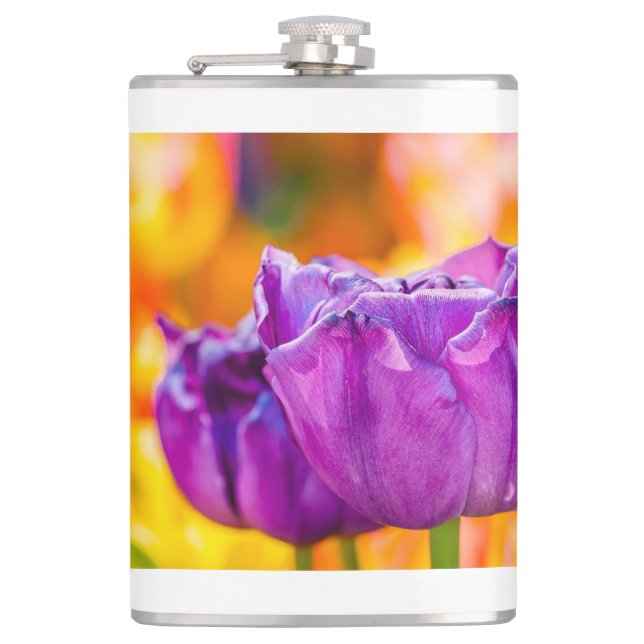 Tulips Enchanting Purple Hip Flask (Front)