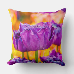Tulips Enchanting Purple Throw Pillow