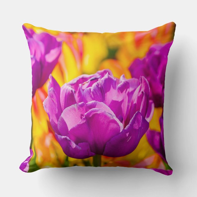 Tulips Enchanting Violet Throw Pillow (Front)
