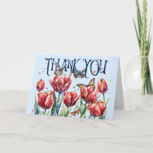 Tulips field Folded Thank You Card