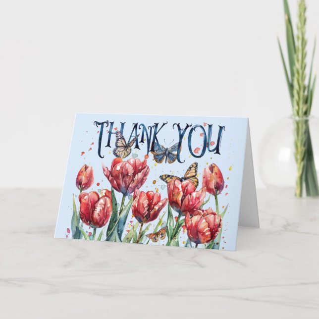 Tulips field Folded Thank You Card (Front)