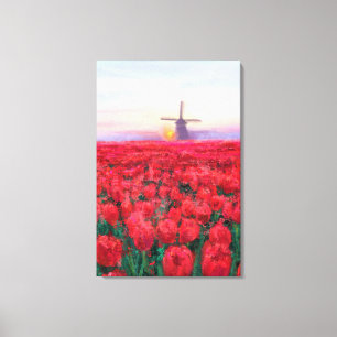 Tulips Field - Landscape - Spring in Netherland Canvas Print