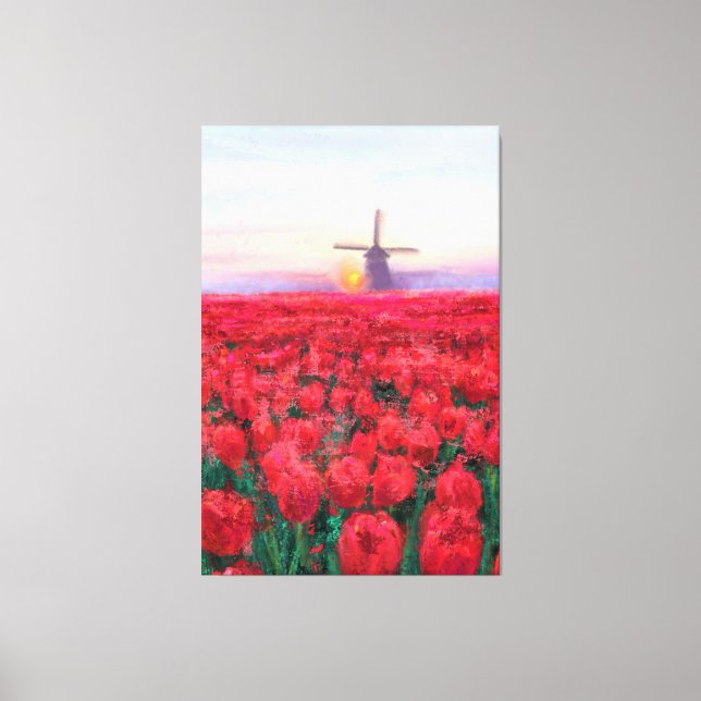 Tulips Field - Landscape - Spring in Netherland  Canvas Print (Front)