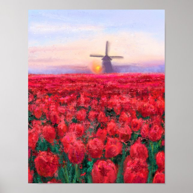 Tulips Field - Landscape - Spring in Netherland Poster (Front)