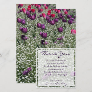 Tulips Field Sympathy Thank You Photo card