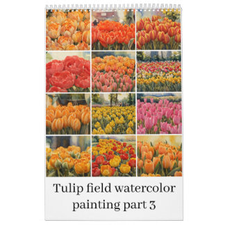 Tulips field watercolor painting 3 calendar
