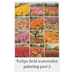 Tulips field watercolor painting 5 calendar