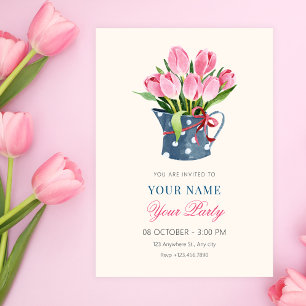 Tulips flowers bouquet invitation