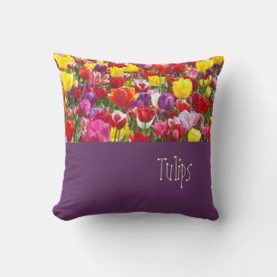 Tulips flowers Pillows Purple Colourful Spring