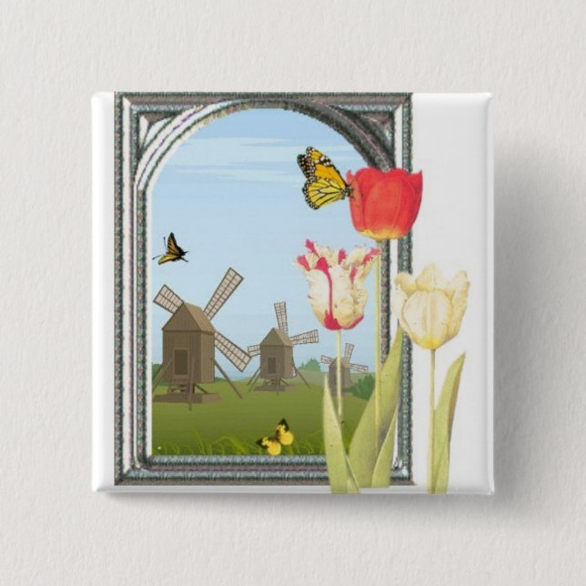 Tulips from Amsterdam 2 Inch Square Button (Front)